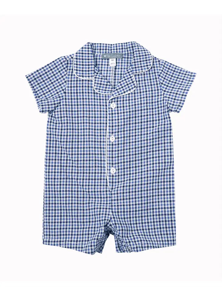 Blue Plaid Romper