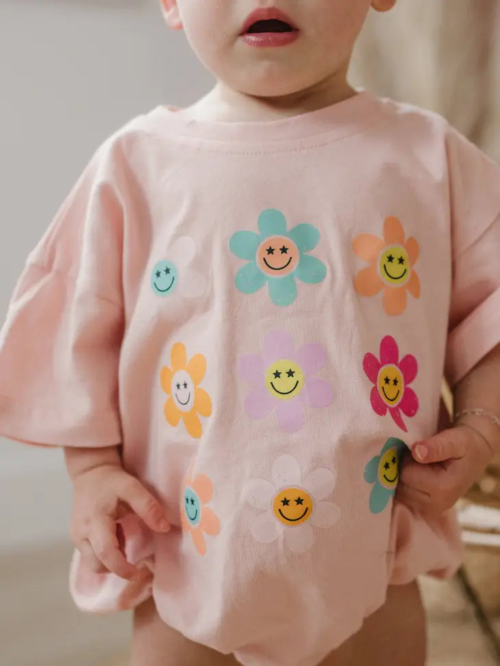 Smiley Face Daisy Oversized Romper