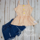 Orange Peplum Short Set