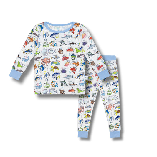 Blue ABC Two-Piece Pajama Set