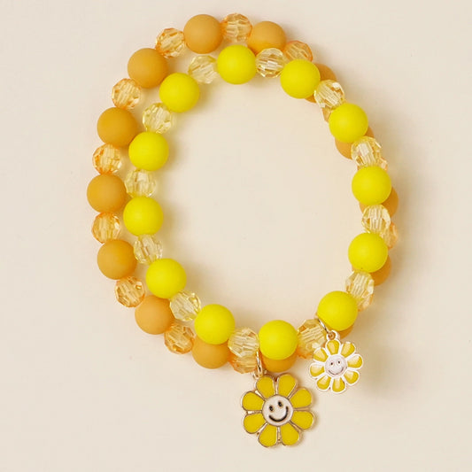 Smile W Beaded Bracelet Adult & Kids Set - 2PCS
