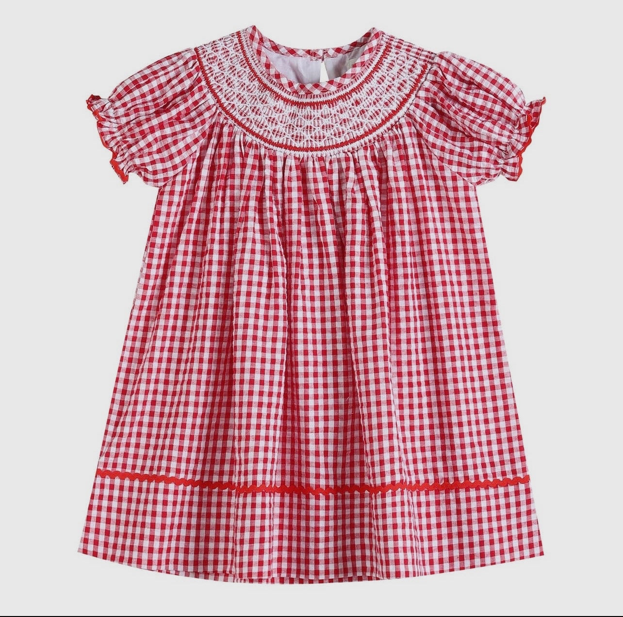 Red Gingham Smocked Dress