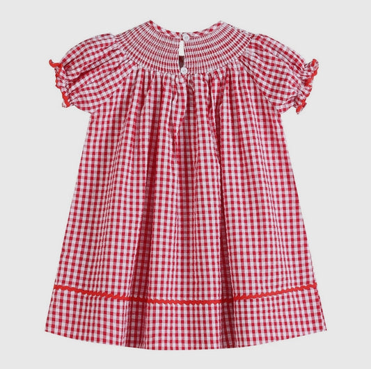 Red Gingham Smocked Dress