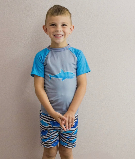 Boys Shark Rashguard Set