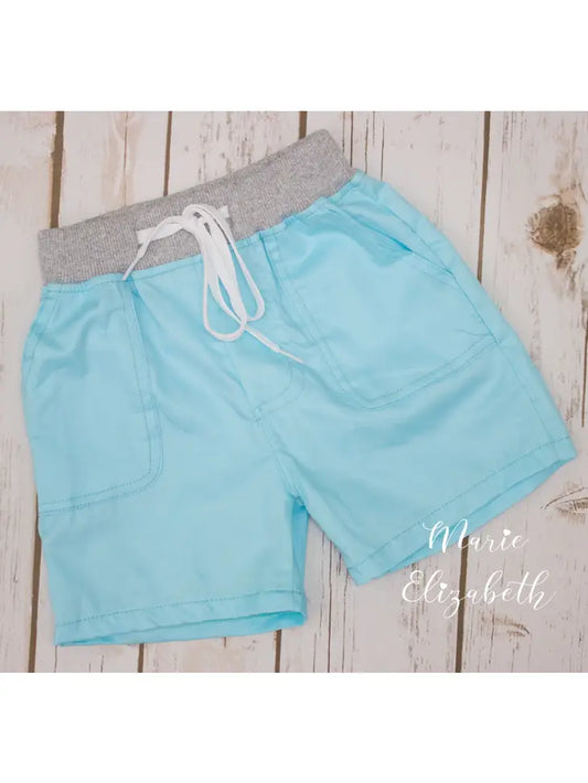 Blue Cotton Poplin Shorts