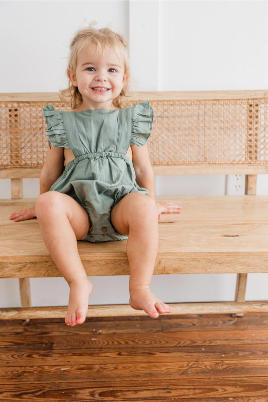 Sage Ruffle Romper