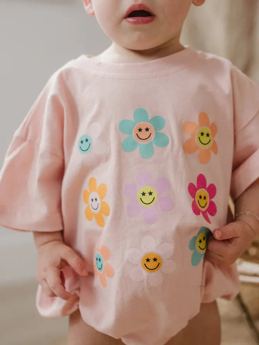 Smiley Face Daisy Oversized Romper