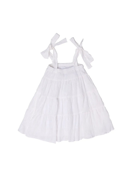 White Tie Ruffle Dress