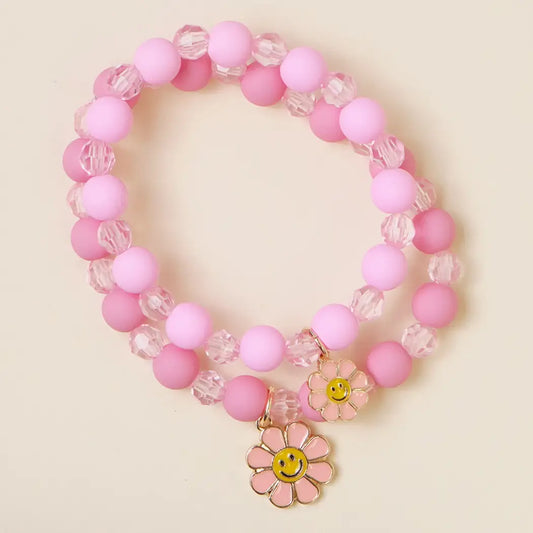 Smile W Beaded Bracelet Adult & Kids Set - 2PCS