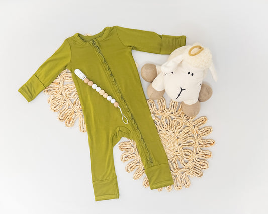 Olive Ruffle Coverall